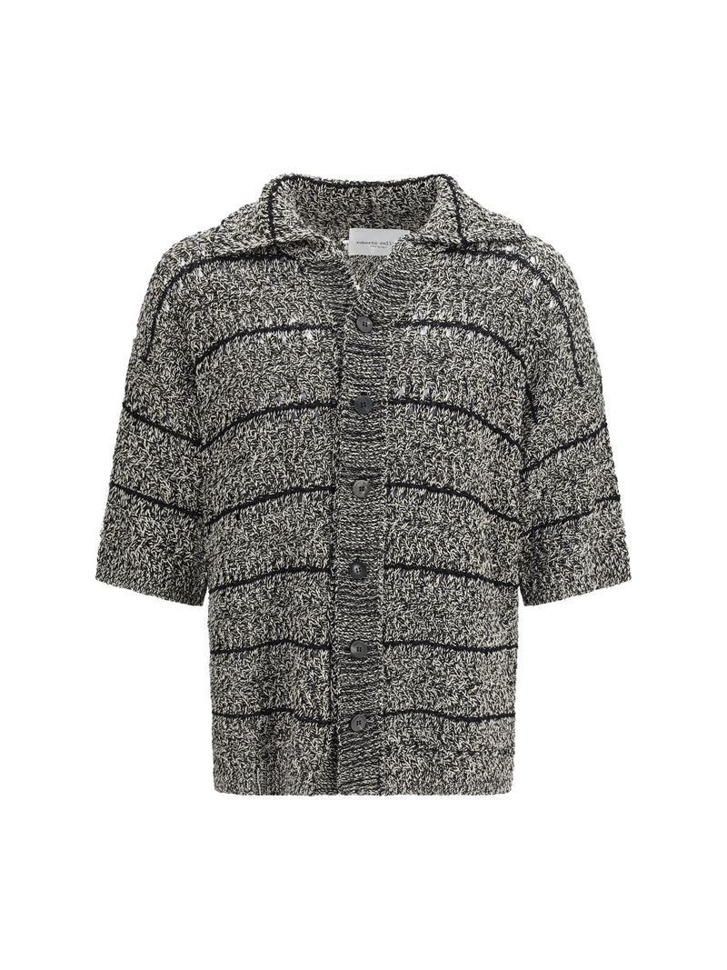 Roberto Collina Roberto Collina Mouliné Texture Knit Shirt Nero/Ecru - World Class Fashion