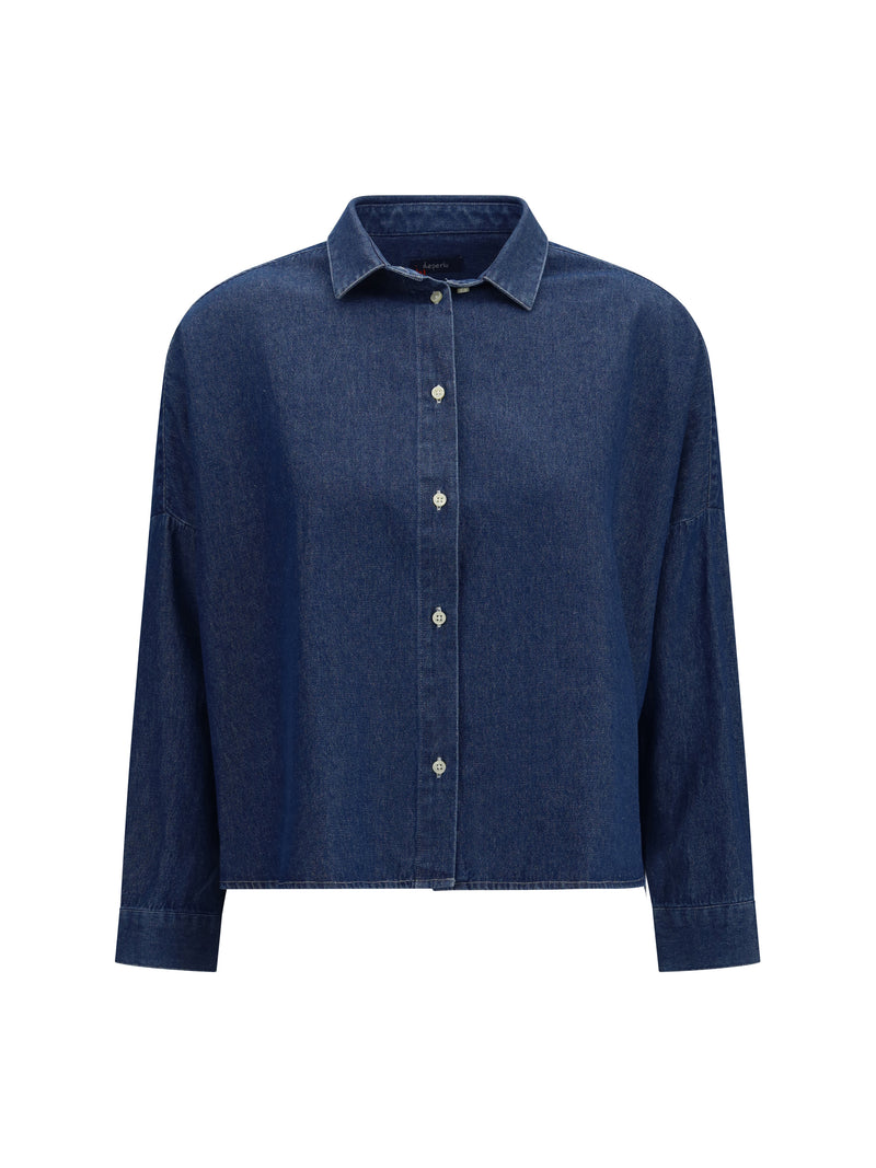 Deperlu Deperlu Bianca Cotton Linen Blend Shirt Denim - World Class Fashion