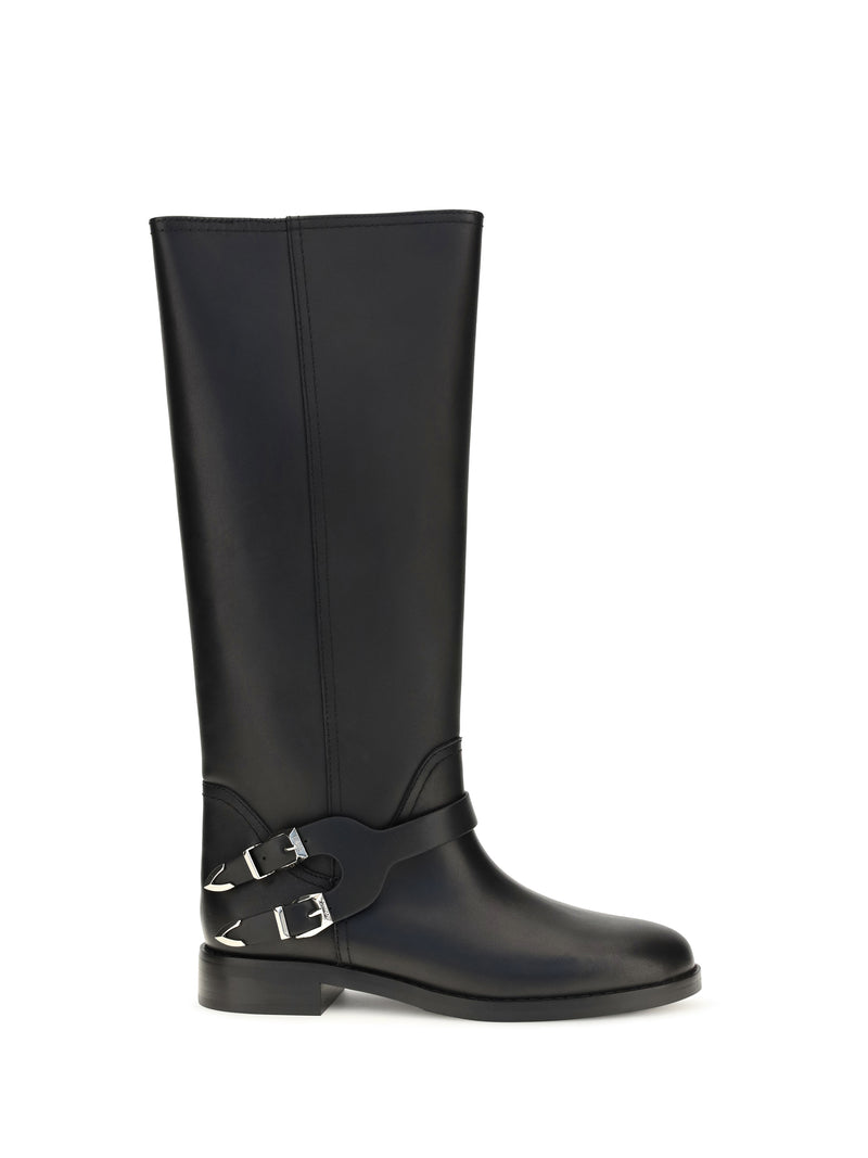 Pinko Pinko Leather Boots with Buckle Black Women - World Class Fashion