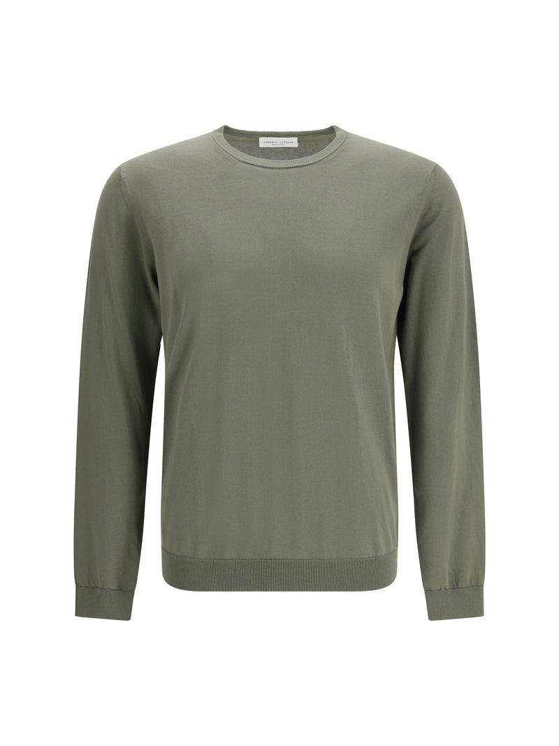 Roberto Collina Roberto Collina Cotton Crew Neck Sweater Militare - World Class Fashion