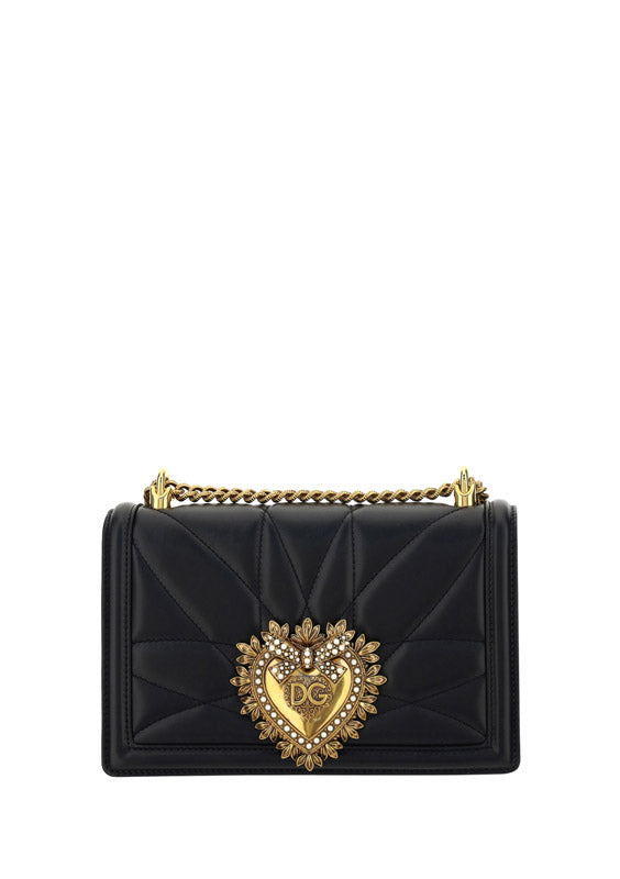 Dolce & Gabbana Dolce & Gabbana Medium Devotion Nappa Shoulder Bag Black - World Class Fashion