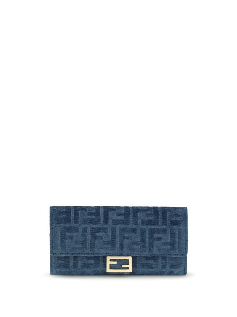 Fendi Fendi FF Denim Clutch Bag Blue Women - World Class Fashion