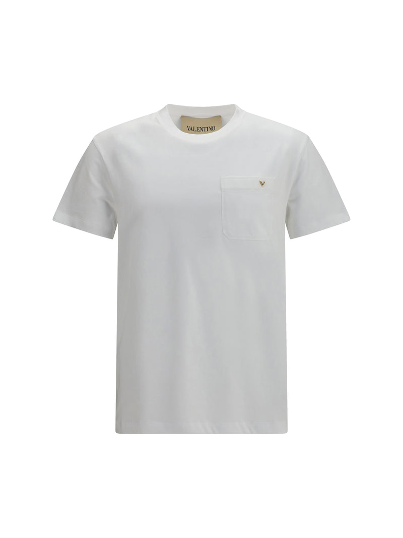 Valentino Camiseta Valentino de algodón con VLogo, color blanco, para hombre - World Class Fashion
