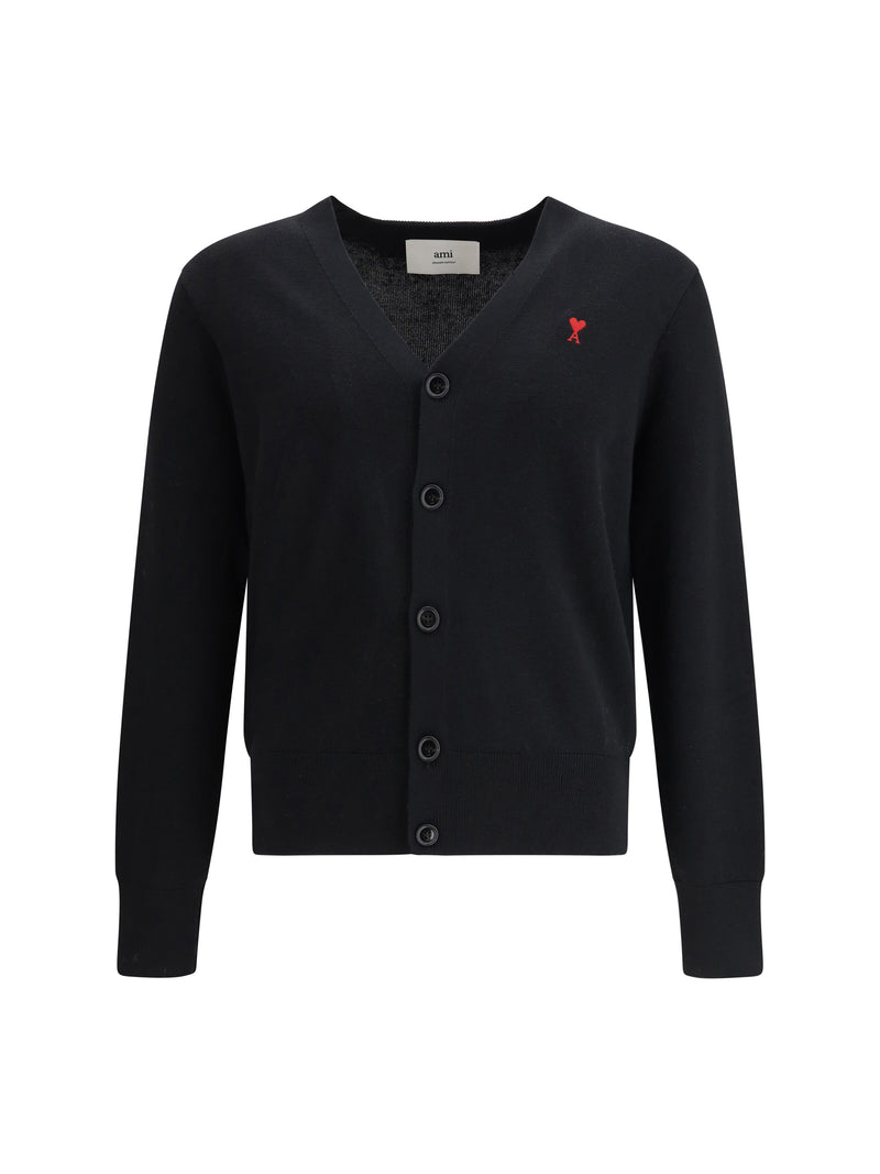 AMI Paris AMI Paris Ami De Coeur Cardigan Noir/Rouge - World Class Fashion