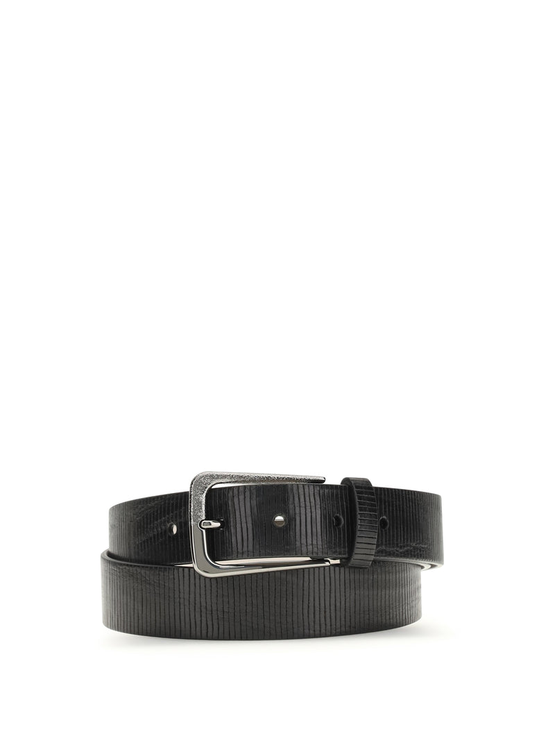 Brunello Cucinelli Brunello Cucinelli Carved Leather Belt Nero Women - World Class Fashion