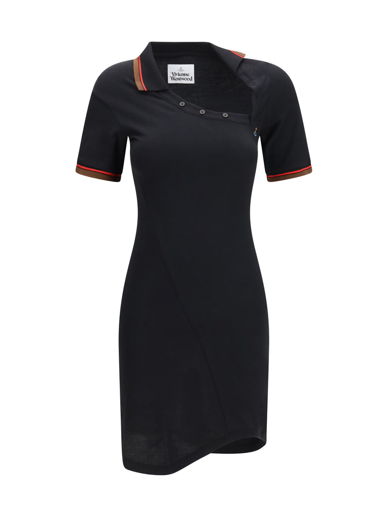 Vivienne Westwood Vivienne Westwood Glory Cotton Piqué Polo Dress Black - World Class Fashion