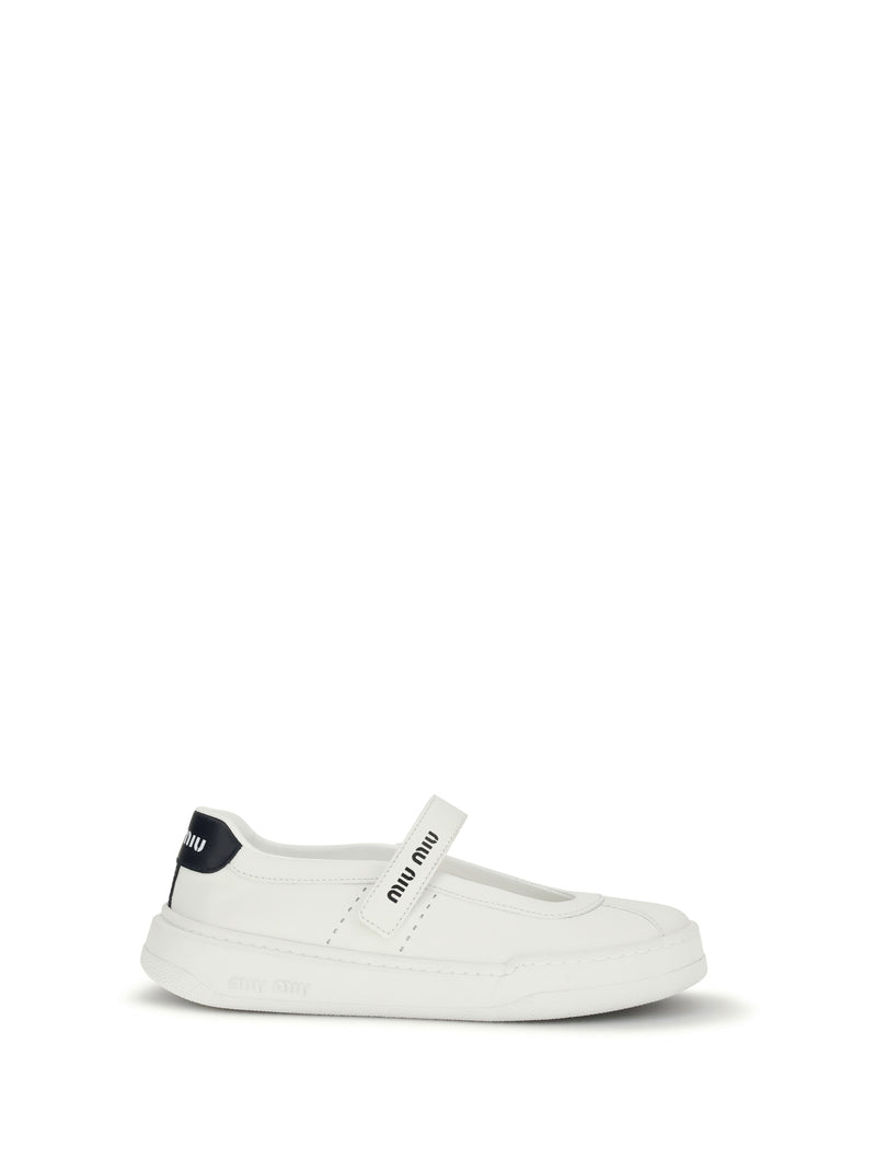 Miu Miu Miu Miu Leather Ballerinas Sneakers Bianco+Royal - World Class Fashion