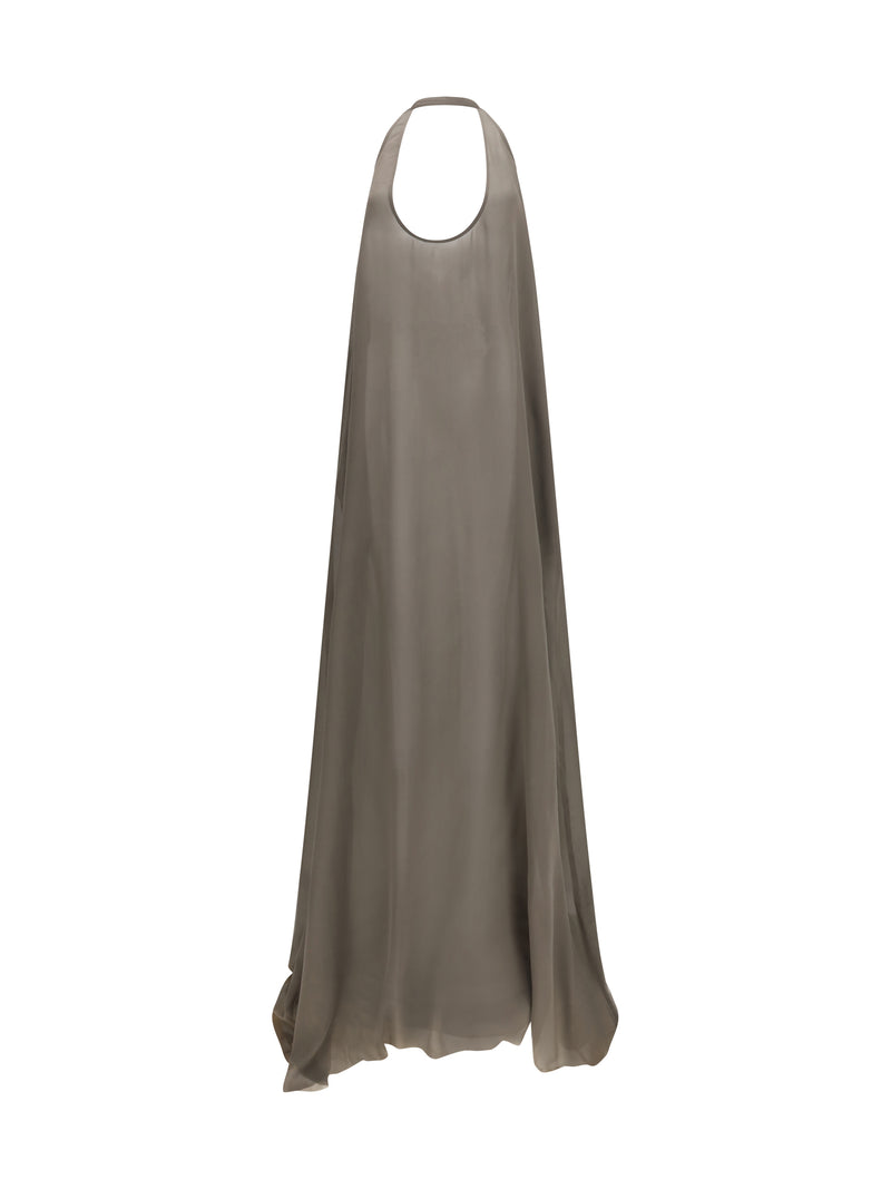 Rick Owens Rick Owens Haltar Silk Georgette Dress Dust - World Class Fashion