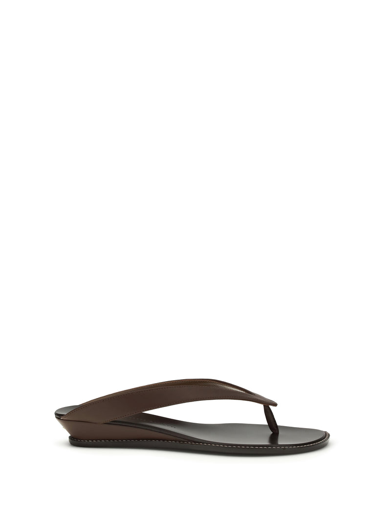 Giuseppe Zanotti Giuseppe Zanotti Leather Asymmetrical Wedge Sandals Ciocco - World Class Fashion