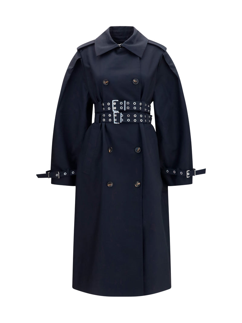Ganni Ganni Double-breasted Cotton Trench Coat Black Women - World Class Fashion