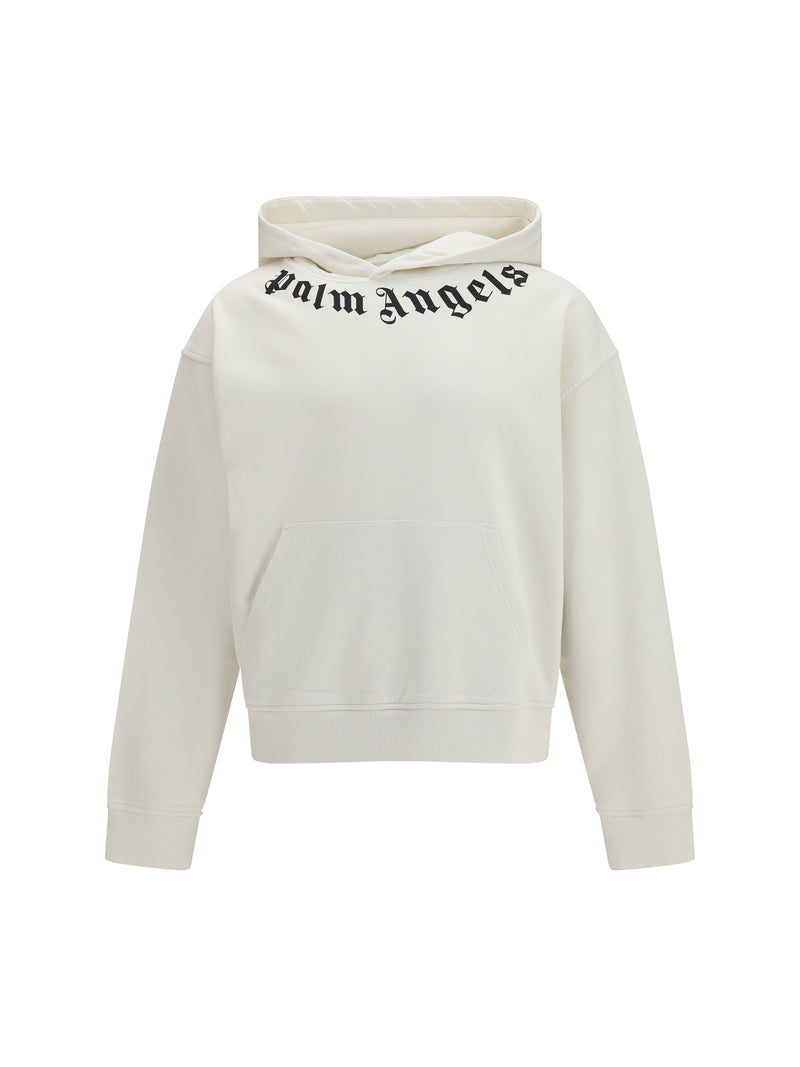 Palm Angels Palm Angels Neck Logo Hoodie Off White Black - World Class Fashion