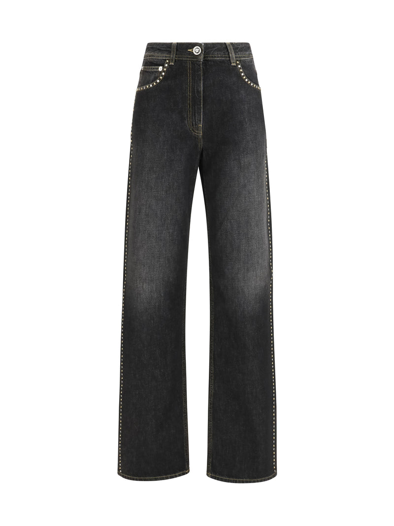 Versace Versace Straight Jeans With Studs Black Women - World Class Fashion