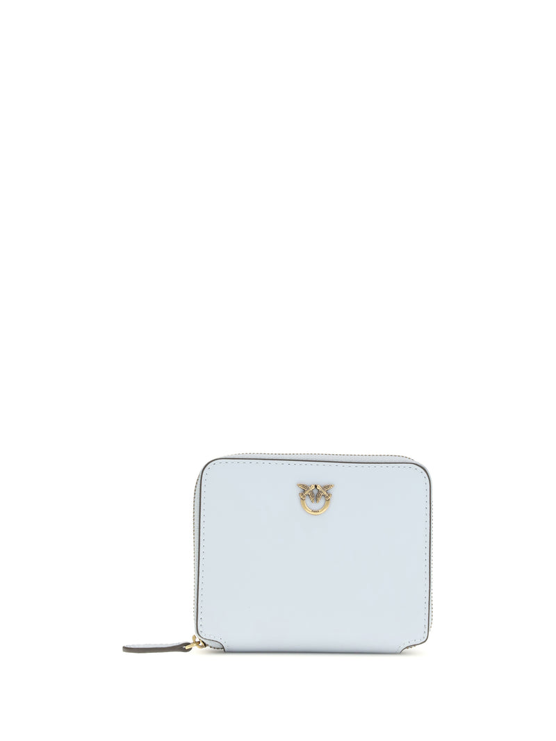 Pinko Pinko Leather Zip-around Wallet Azzurro Celeste-Antique Gold - World Class Fashion