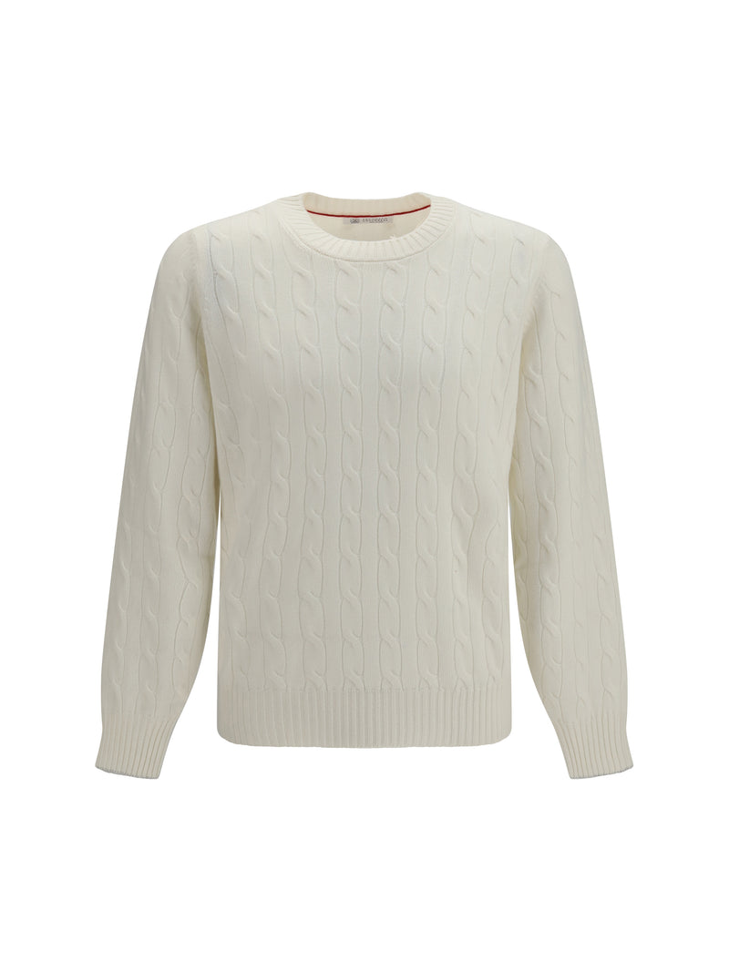 Brunello Cucinelli Brunello Cucinelli Cable-knit Cashmere Sweater Panama Grey - World Class Fashion