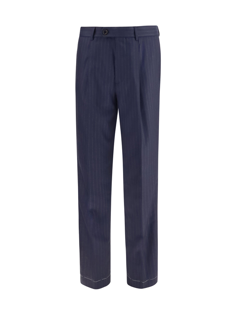 Brunello Cucinelli Brunello Cucinelli Virgin Wool Pinstriped Pants Navy - World Class Fashion