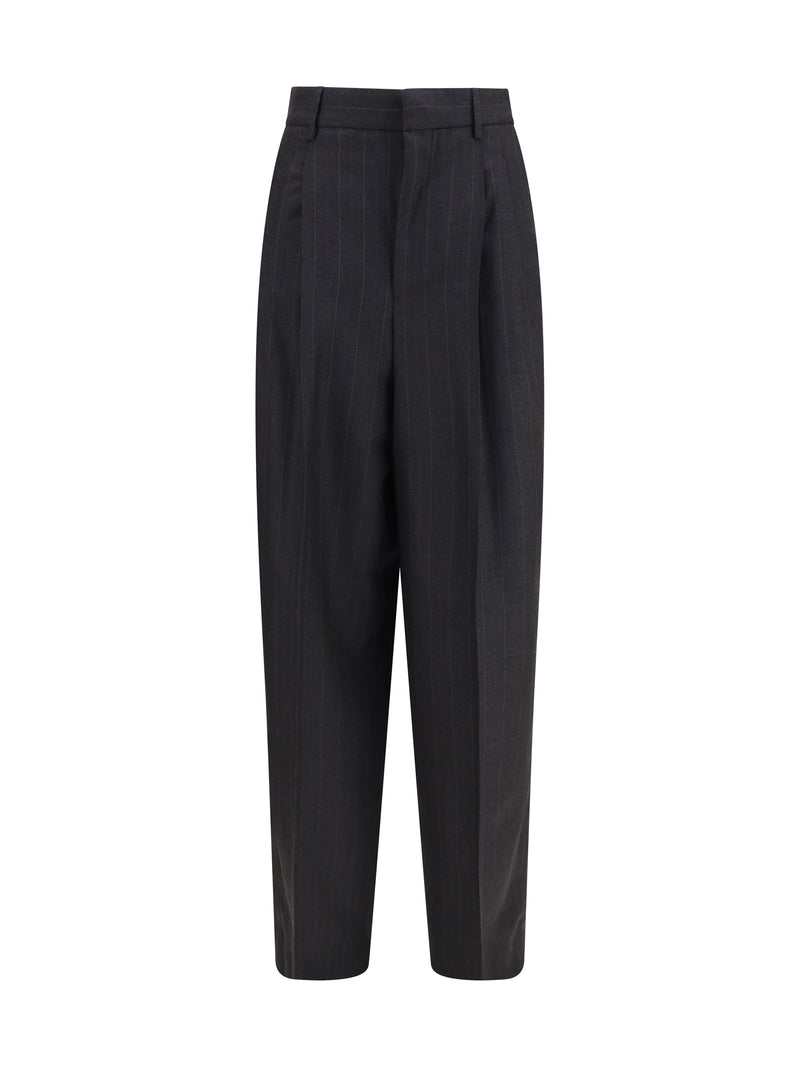 AMI Paris AMI Paris Wide-leg Tailored Pants Gris Carbone/Marron Choco - World Class Fashion