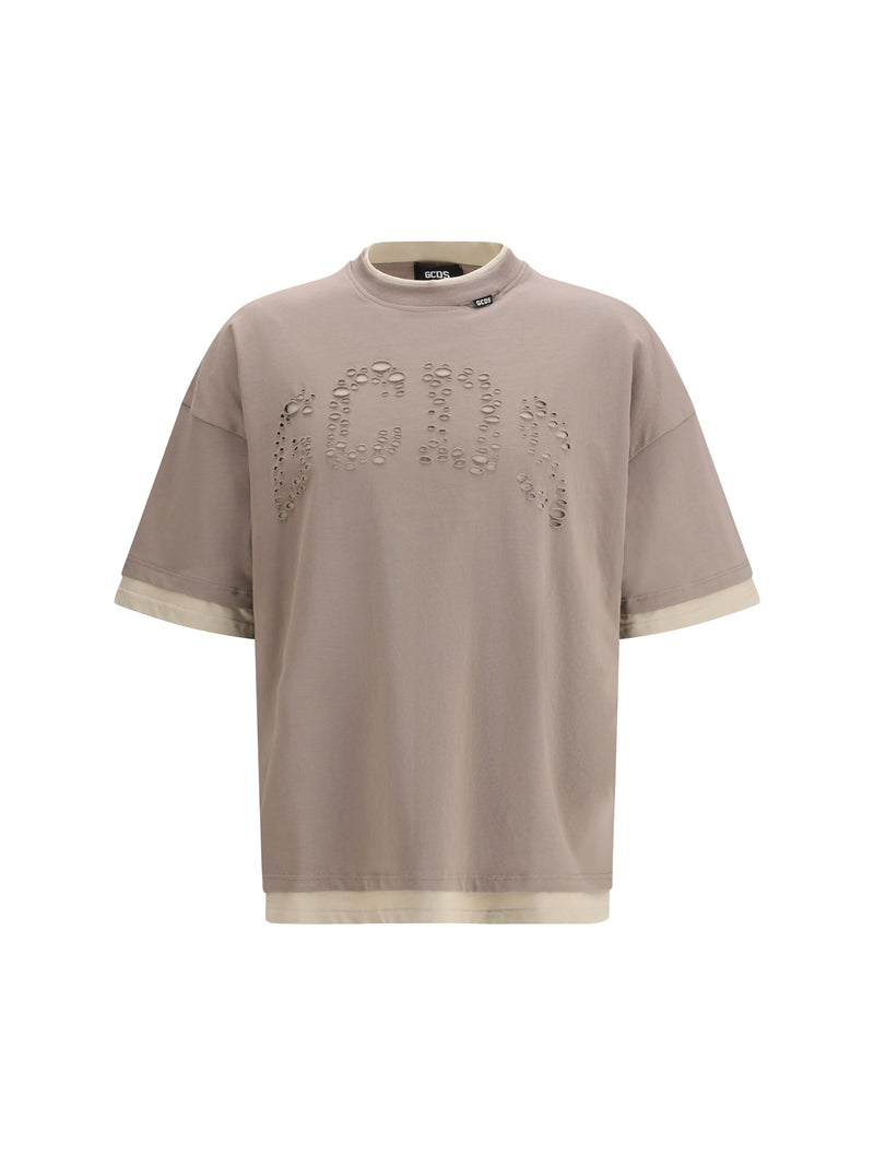 Gcds Gcds Over T-Shirt Cotton Jersey Sandshell/Bone - World Class Fashion