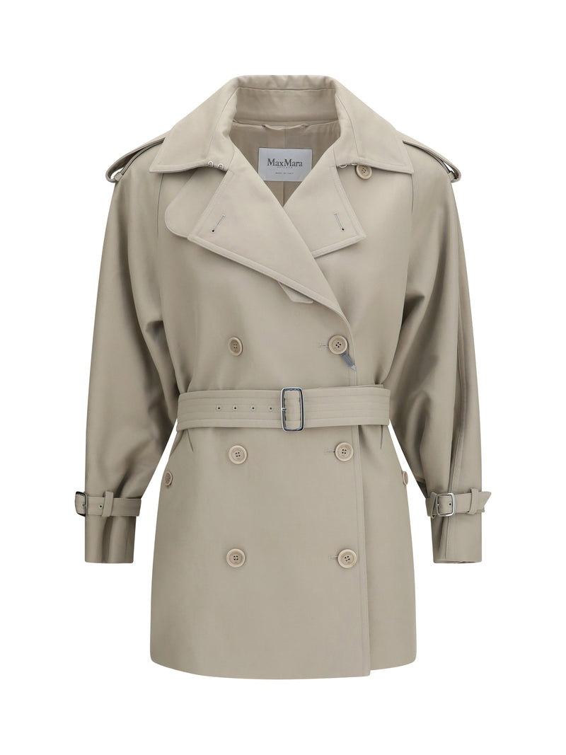 Max Mara Max Mara Short Cotton Trench Coat Sabbia - World Class Fashion
