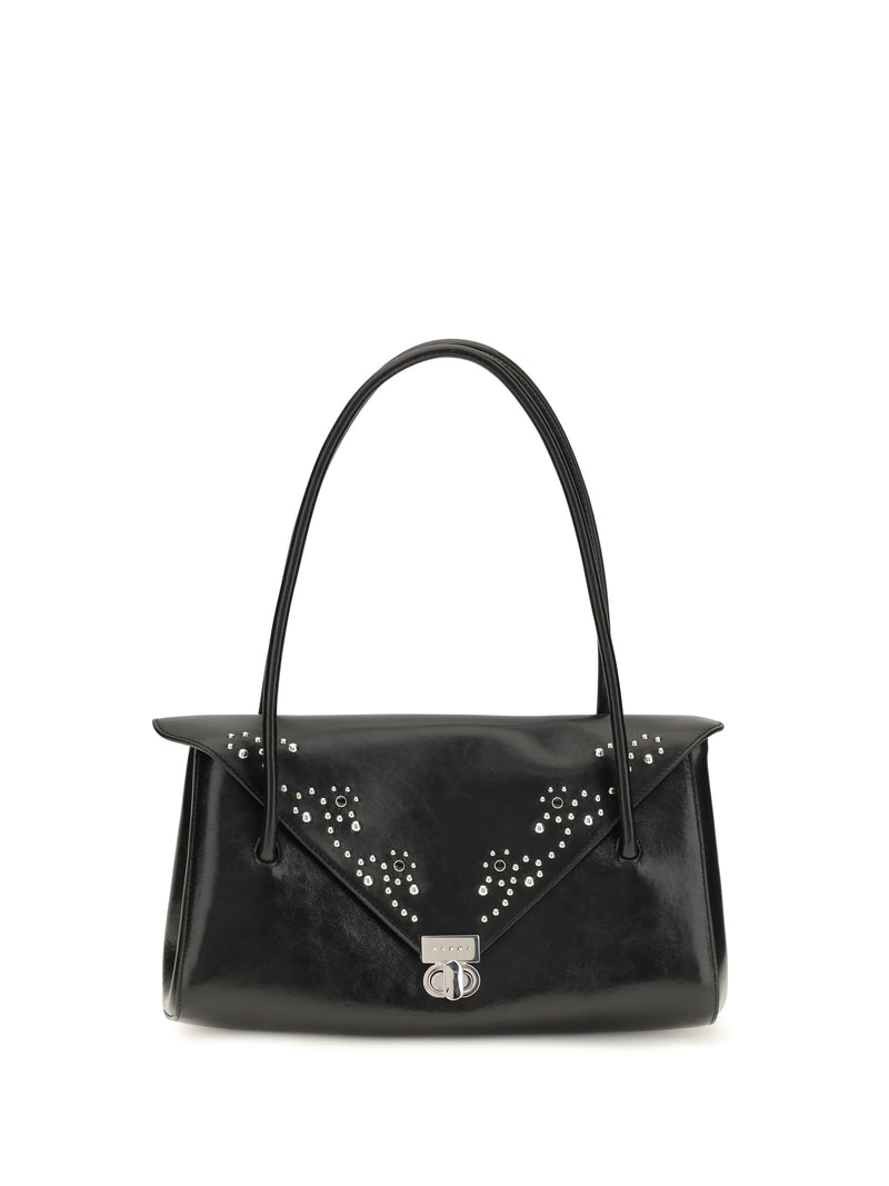 Marni Marni Milanetto Studded Leather Shoulder Bag Black - World Class Fashion