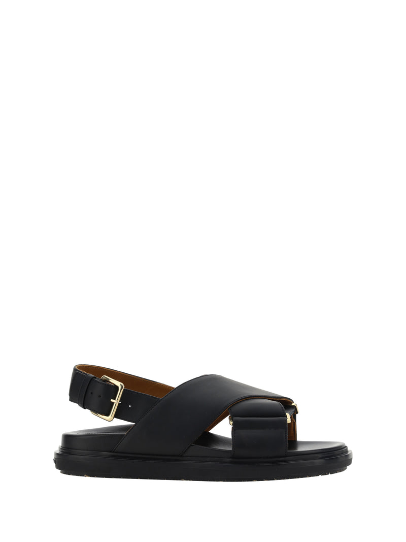 Marni Marni Fussbett Leather Sandals Black Women - World Class Fashion