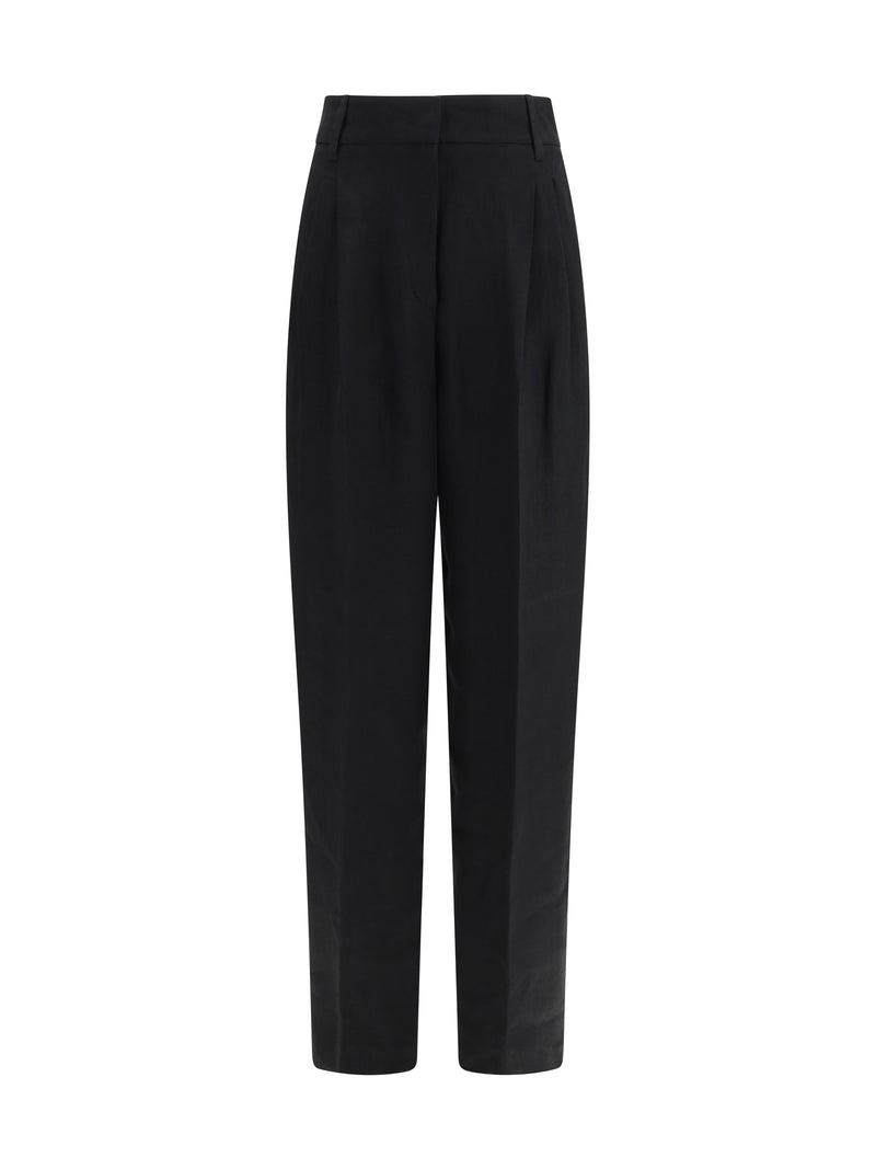 Max Mara Studio Max Mara Studio Pantalones de Lino Mstsumero Nero - World Class Fashion