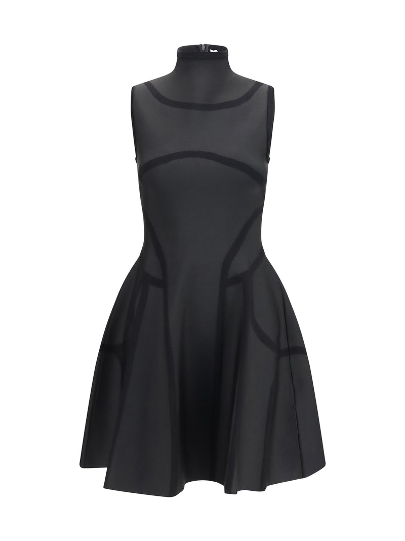 Alexander McQueen Alexander McQueen Anatomy-line Mini Dress Black - World Class Fashion