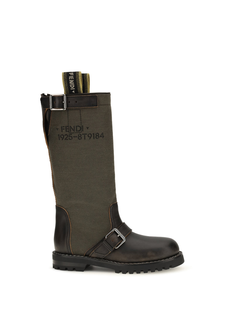 Fendi Fendi Commando High Boots Grey-Green Women - World Class Fashion