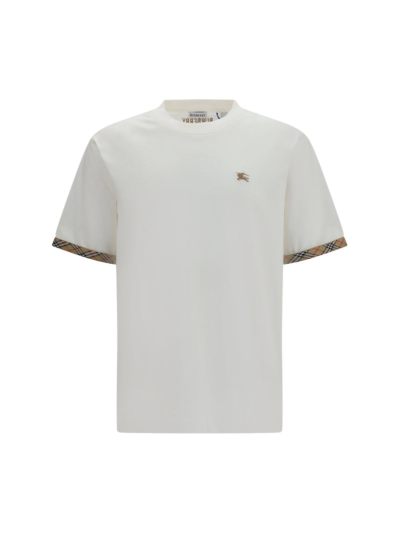 Burberry Burberry Cotton T-shirt With Check Trims - World Class Fashion