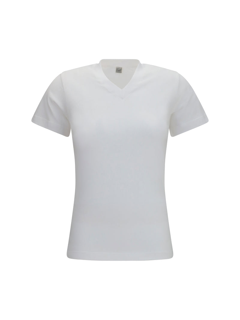 Toteme Toteme V-neck Cotton Jersey T-shirt Optic White - World Class Fashion