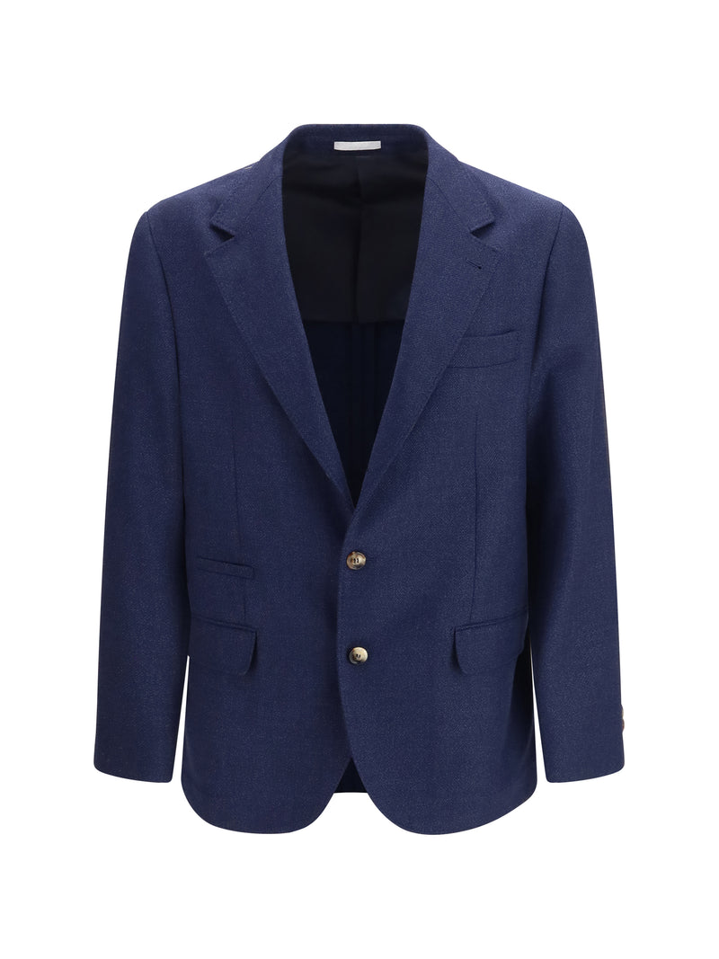 Brunello Cucinelli Brunello Cucinelli Single Breasted Wool Blazer Navy - World Class Fashion