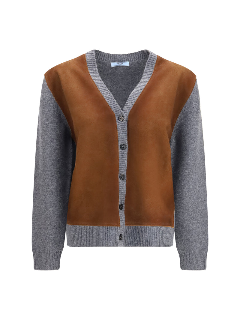 Prada Prada Suede and Wool Cardigan Grey Women - World Class Fashion
