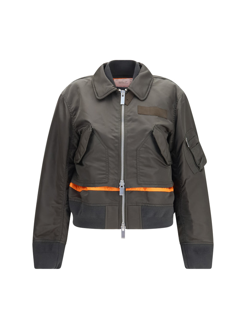 Sacai Sacai Double-zip Nylon Jacket D/KHAKI - World Class Fashion