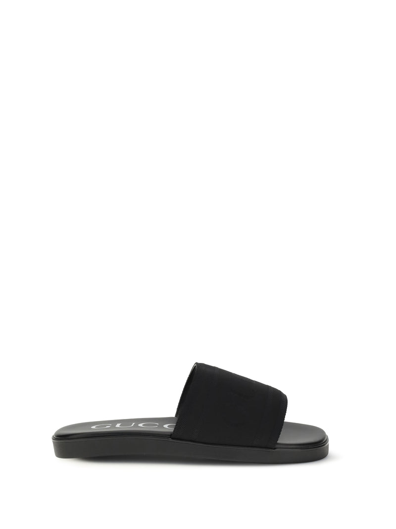 Gucci Gucci Jacquard Fabric Slides Black Men - World Class Fashion