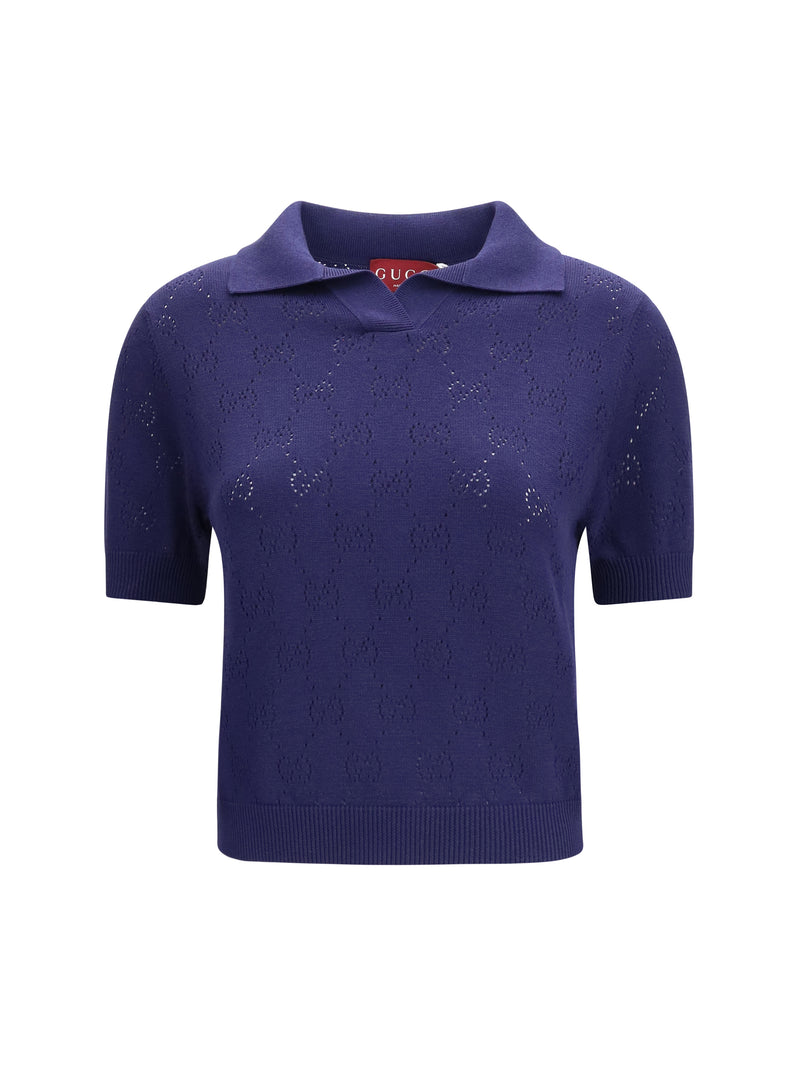 Gucci Gucci GG Pointelle Polo Shirt Classic Blue - World Class Fashion