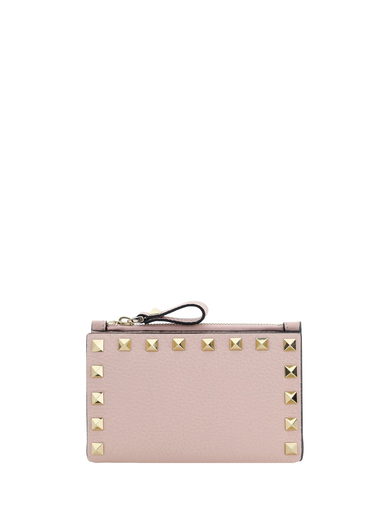 Valentino Garavani Valentino Garavani Rockstud Zip Card Holder Rose Quartz - World Class Fashion