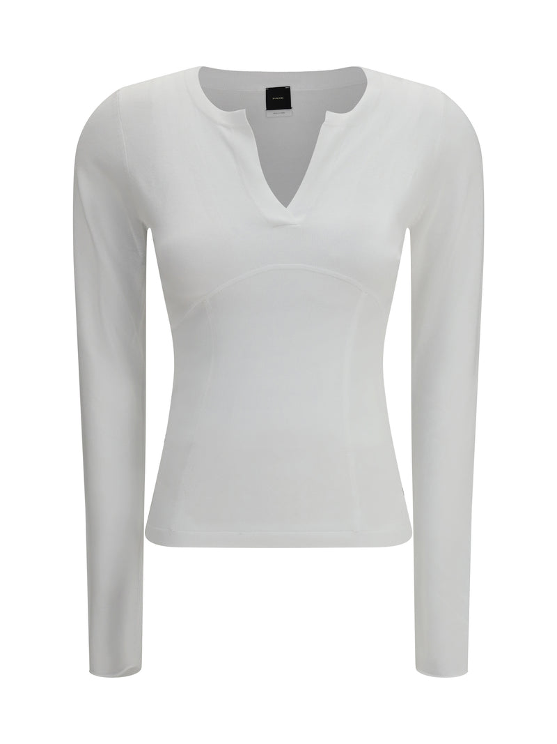Pinko Pinko Suéter de Manga Larga con Cuello V Bianco Nembo - World Class Fashion