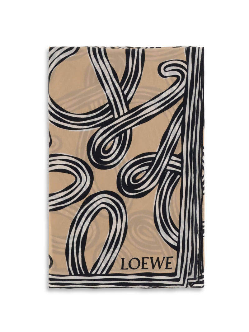 Loewe Loewe Silk Scarf by Loewe X Paula’s Ibiza Beige/Black - World Class Fashion