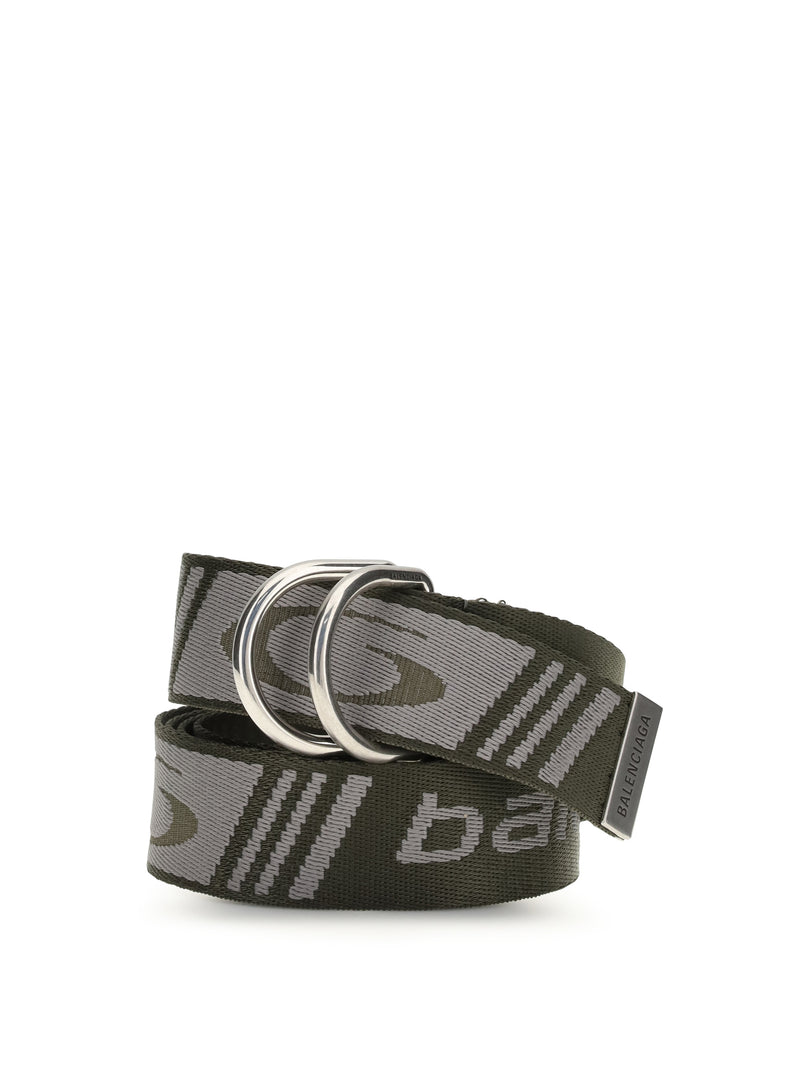 Balenciaga Balenciaga D Ring Belt Jacquard Canvas Khaki/Grey - World Class Fashion