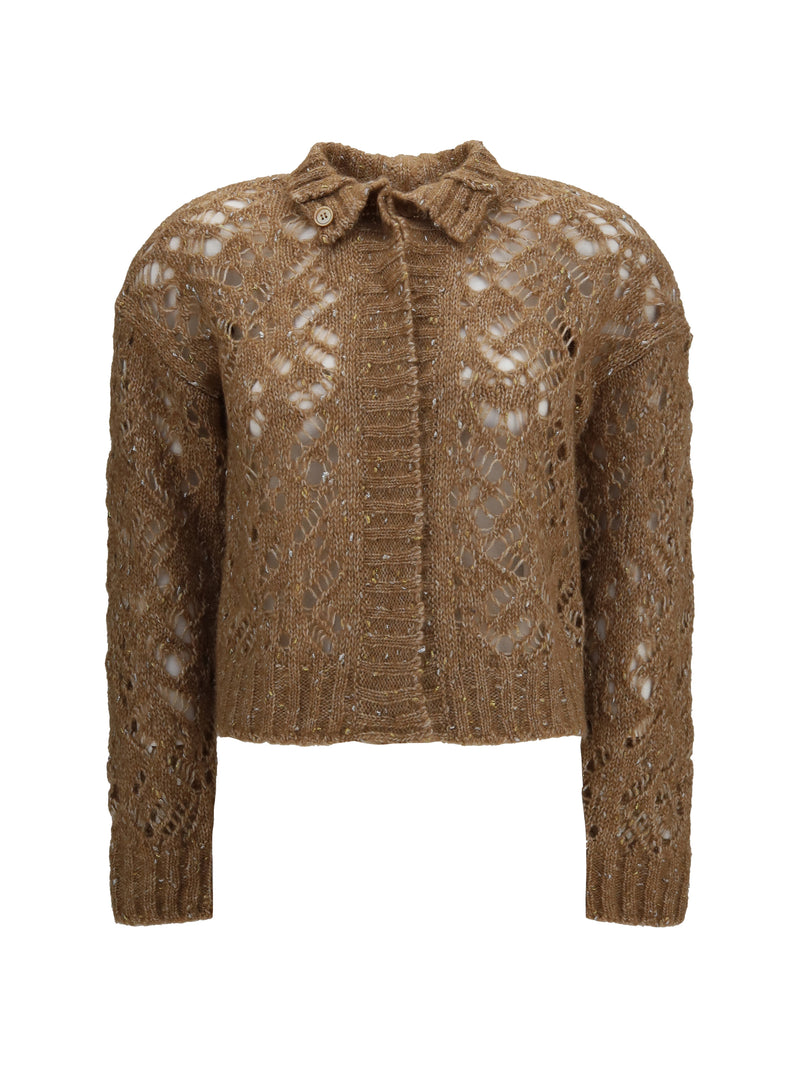 Max Mara Studio Max Mara Studio Quarto Openwork Cardigan Grey - World Class Fashion