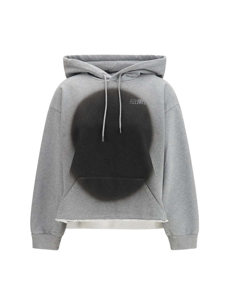 Mm6 Mm6 Numeric Logo Spray Hoodie Grey Melange - World Class Fashion
