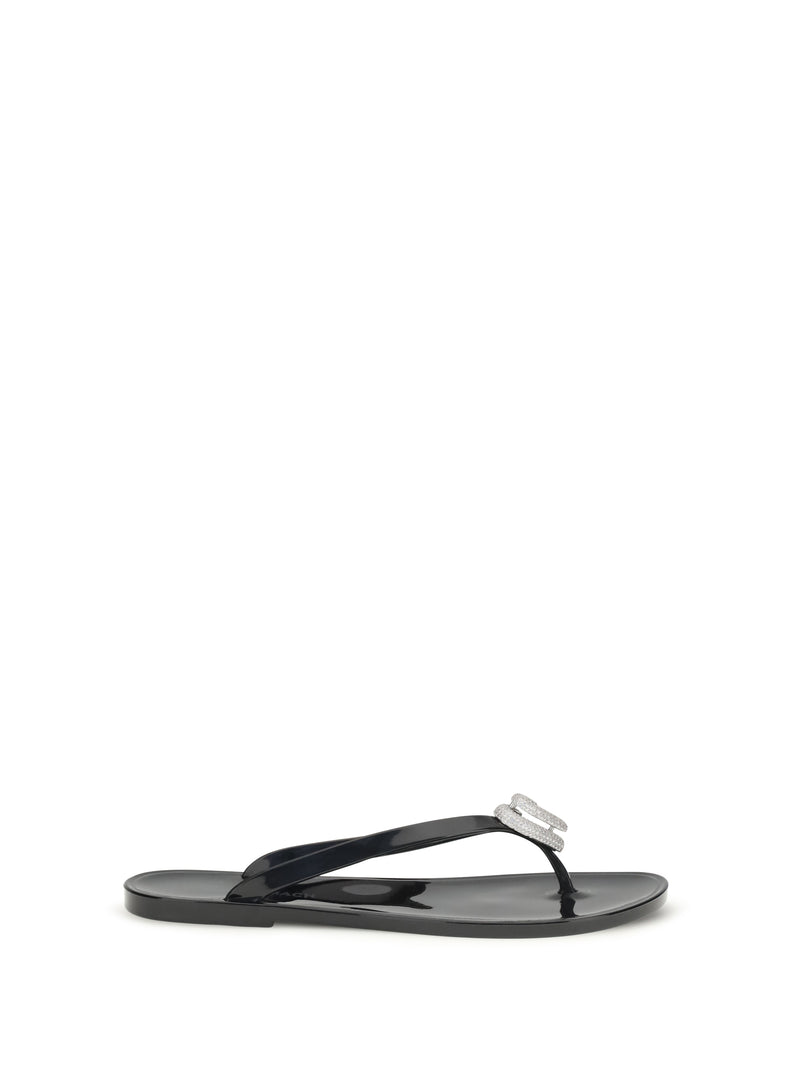 Mach & Mach Mach & Mach Double Heart Thong Sandals Black - World Class Fashion
