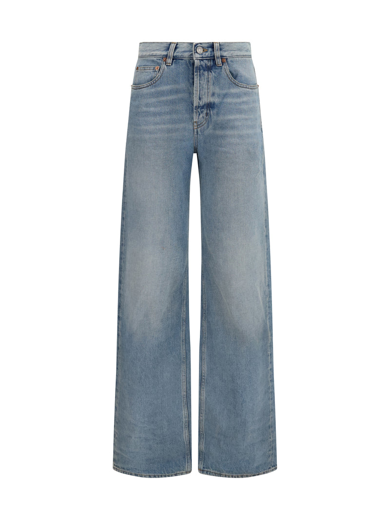 Saint Laurent Saint Laurent 90's High-waisted Wide-leg Jeans Dark Summer Blue - World Class Fashion
