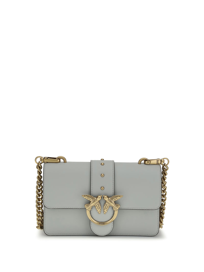 Pinko Pinko Love One Small Shoulder Bag Grigio Perla-Antique Gold - World Class Fashion