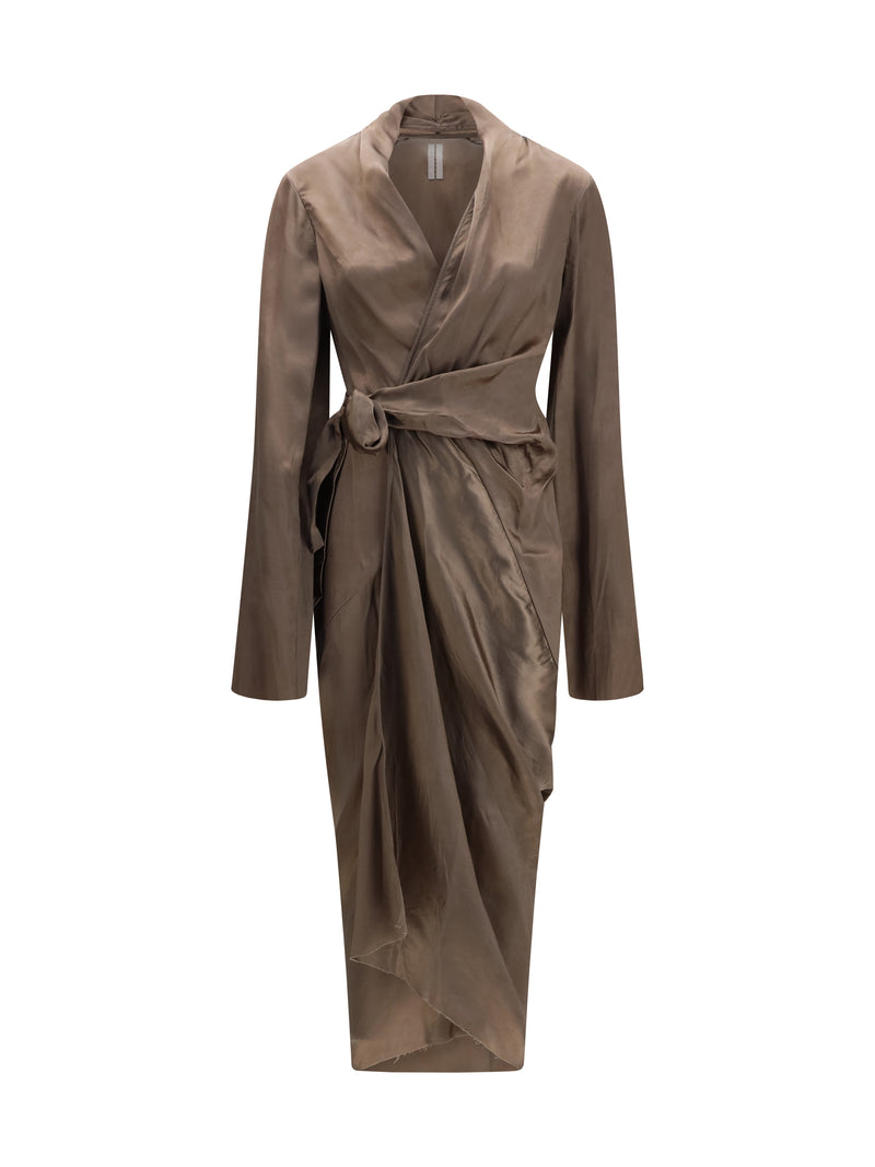 Rick Owens Rick Owens Asymmetric Wrap Dress Dust Women - World Class Fashion