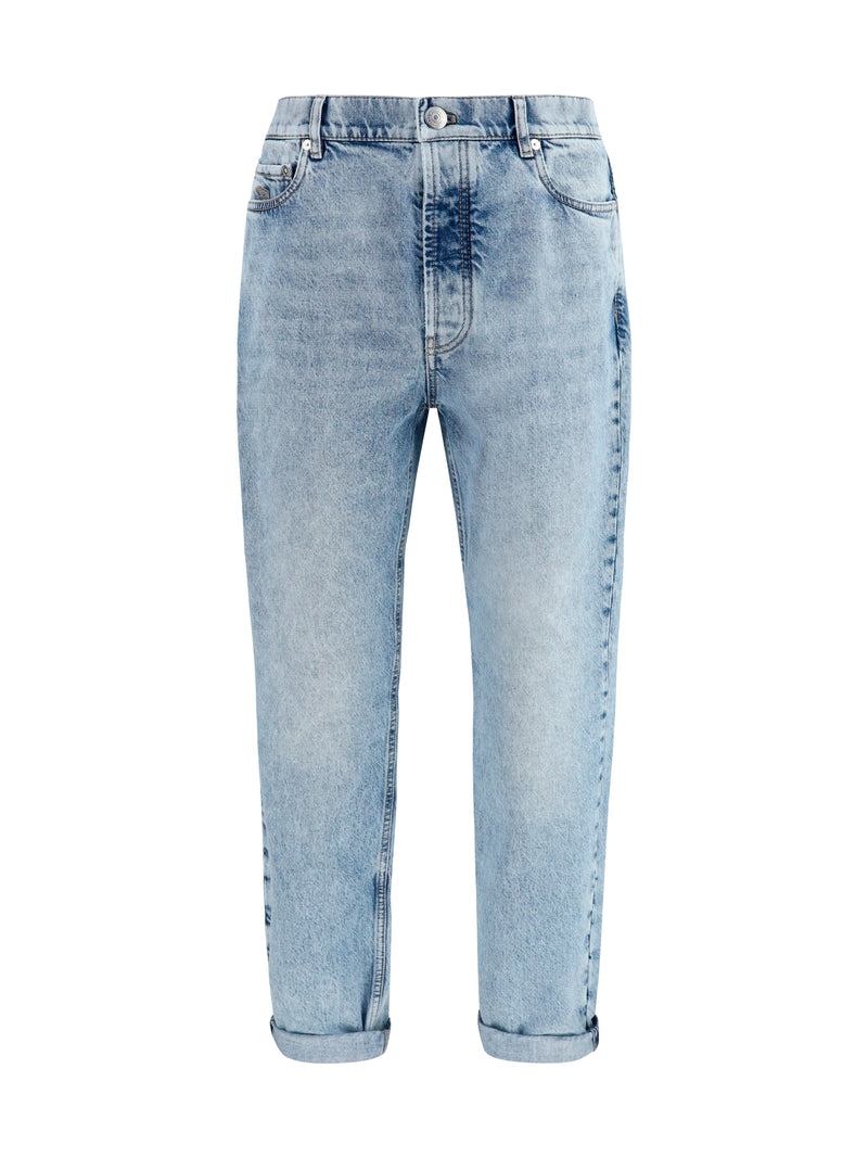 Brunello Cucinelli Brunello Cucinelli Straight-leg Turn-up Jeans Light Denim - World Class Fashion