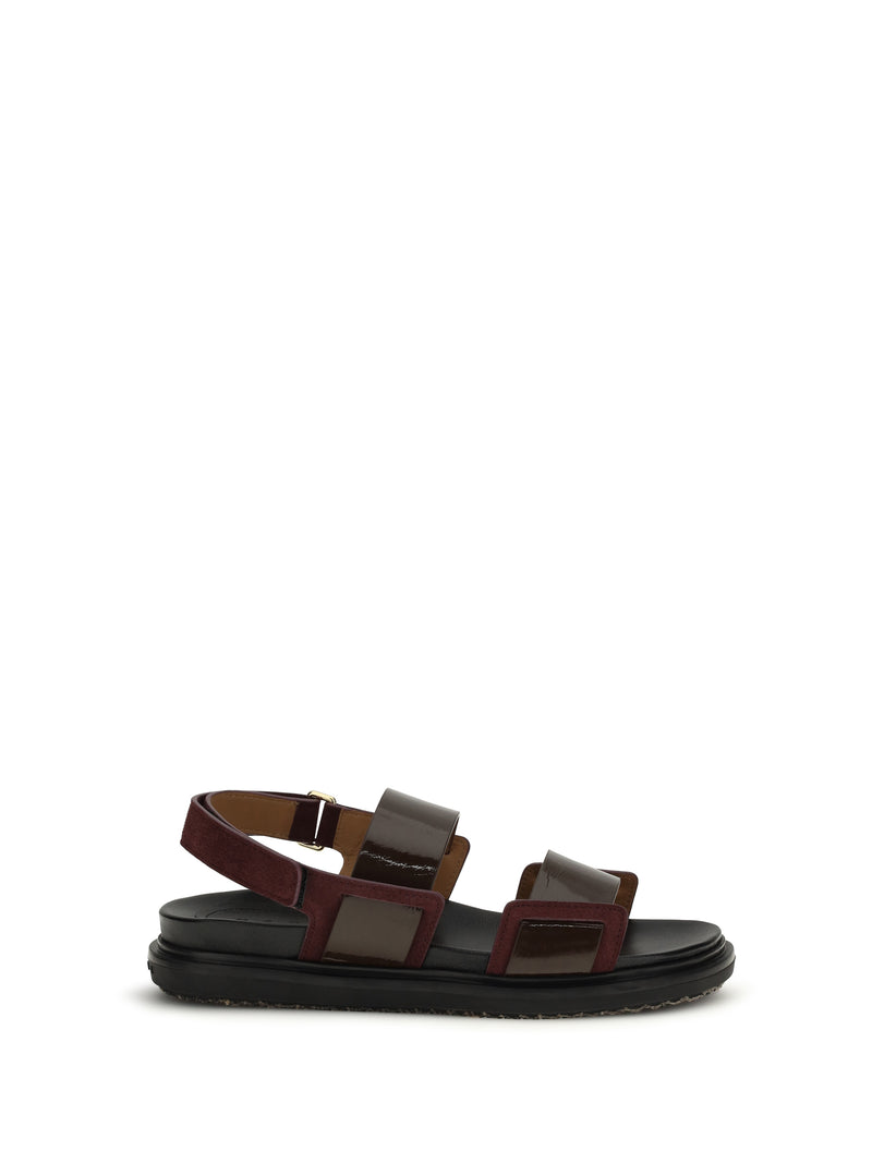 Marni Marni Double-strap Fussbett Sandals Dark Brown/Bordeaux - World Class Fashion