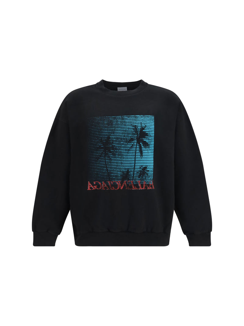 Balenciaga Balenciaga Printed Cotton Sweatshirt Black - World Class Fashion