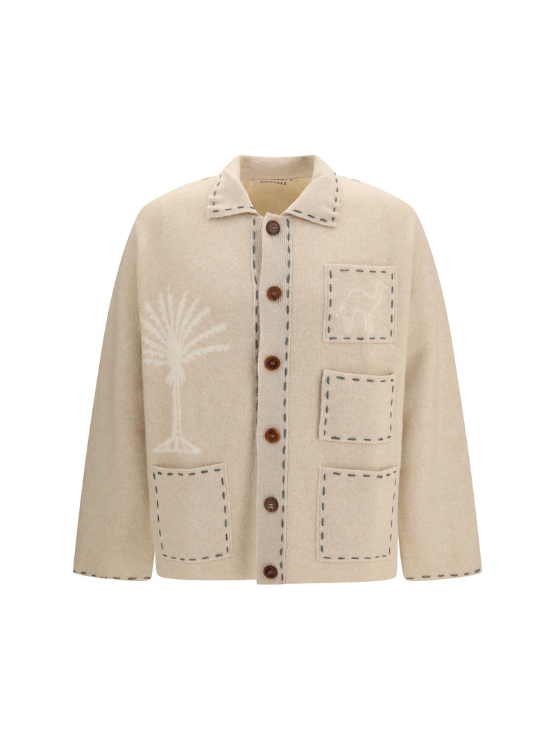 Baziszt Baziszt Seeker Cashmere Cardigan Beige/Red - World Class Fashion