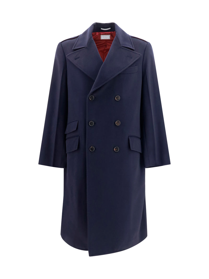 Brunello Cucinelli Brunello Cucinelli Double-breasted Wool Coat Navy - World Class Fashion