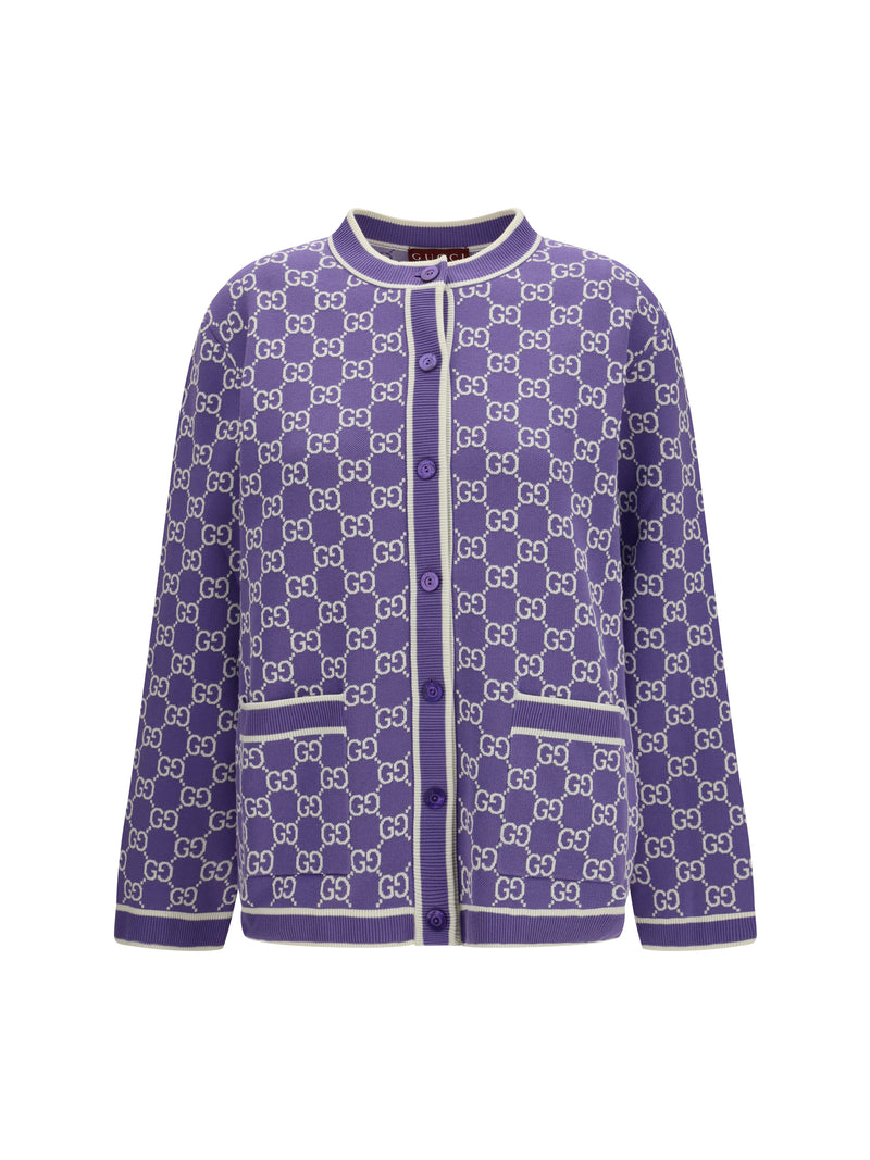 Gucci Gucci Embroidered Cotton Cardigan Wisteria Lilac/Ivory - World Class Fashion